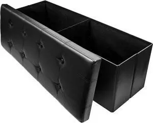 Sorbus Folding Storage Ottoman Bench Chest Leather Ottoman with Storage- 43 inch Long Hold up 700lbs, Bedroom, Entryway, Coffee Table, Bed end, Toy Trunk Padded Seat, Footrest, Foot Stool - Black Sorbus Folding Storage Ottoman Bench Chest Leather Ottoman with Storage- 43 inch Long Hold up 700lbs, Bedroom, Entryway, Coffee Table, Bed end, Toy Trunk Padded Seat, Footrest, Foot Stool - Black
