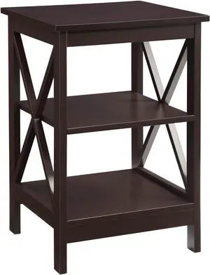 Convenience Concepts Oxford End Table 15.75" - Modern Living Room Table with Storage Shelves, Transitional Nightstand Side Table for Home Decor and Display, Espresso