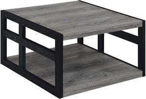 Convenience Concepts Monterey Square Coffee Table with Shelf, Weathered Gray/Black