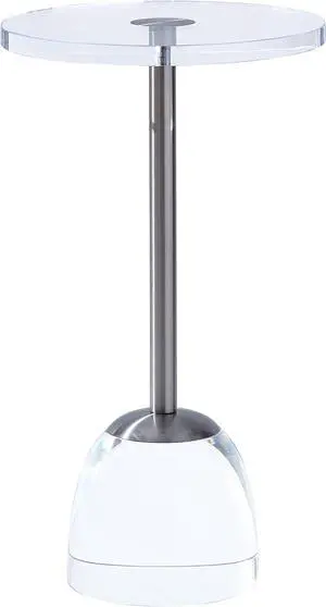 Clear Acrylic End Table,Side Table for Office,Silver Metal,Nightstand for Living Room and Bedroom,Easy Assembly,12x12 inch21.3 inch high