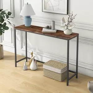 BOFENG Thin Console Sofa Tables for Entryway,Wood Frame Behind Sofa Couch Table,Narrow Entryway Table,Skinny Hallway Table,Slim Coffee Table,for Living Room,Rustic Brown