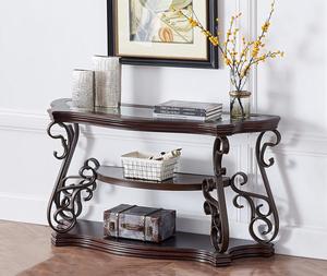 2-Tier Vintage Wooden Coffee Table Metal Legs Glass Table Top Retro for Living Room Bedroom Office Brown Sofa Table