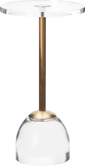 Clear Acrylic End Table,Brushed Brass Metal,Side Table for Office,Nightstand for Living Room and Bedroom,Easy Assembly,12x12 inch21.3 inch high
