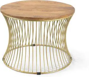 Christopher Knight Home Lydia Coffee Table, Natural, Gold
