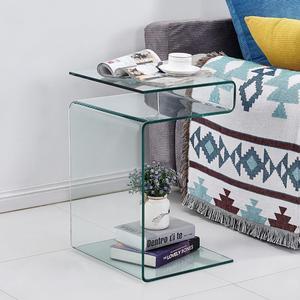 Glass Nightstand Side&End Table, Modern S-Shaped Clear Bedside Table/Side Table/Coffee Table for Living Room,Sofo Accessories, and Bedroom (S Shaped 16.55"x14.56"X24.02"H)
