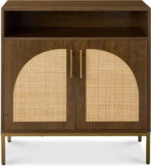 Best Choice Products Rattan Sideboard Buffet Cabinet, Entryway Table, Accent Storage Cabinet, Console Table for Hallway, Living Room, Dining Room - Brown