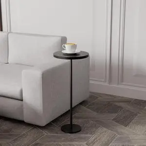 Drink Table, Pedestal Martini Table Modern Round Pedestal Table with Weighted Base Side Table for Small Spaces Round End Table for Drinking Coffee, Sofa, Living Room, Bedroom and Office