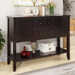 Merax Console Sofa Table Sideboard with Storage Drawers Cabinets and Bottom Shelf for Living Room, Kitchen, Entryway/Hallway, Espresso Merax Console Sofa Table Sideboard with Storage Drawers Cabinets and Bottom Shelf for Living Room, Kitchen, Entryway/Hallway, Espresso