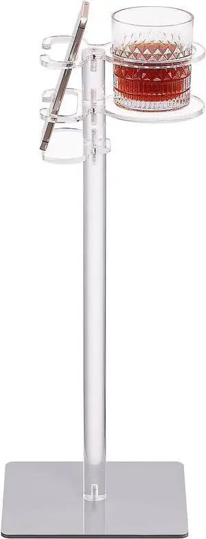 Aquiver Acrylic Drink Table for Small Space - Sofa Side Table for Drinks, Remotes, Phones - Metal Base, 7.9'' L x 7.9'' W x 20.1'' H