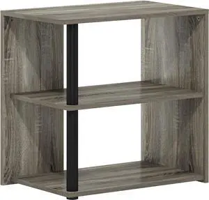 Furinno Romain 2-Tier End Table, French Oak/Black
