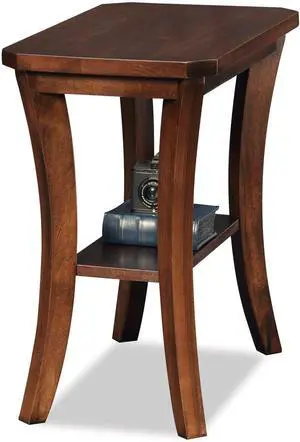 Leick Home Boa End Table, Solid Wood, Narrow, Bottom Display Shelf, Easy-Assembly, For Living Room/Bedroom, Chocolate Oak, 24.0 in. L x 14.0 in W x 24.0 in. H, 10305