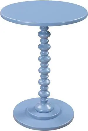 Convenience Concepts Palm Beach Spindle Table 17.75" - Traditional Round End Table for Living Room, Turned Solid Wood Side Table, Classic Display Pedestal Table, Blue