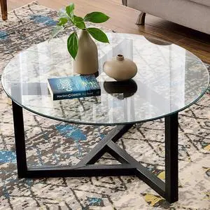 Round Glass Table Top,3/8" Inch Thick Tempered Pencil Edge Polish Glass Top 48" Inch Suitable for Dining Coffee Office Side Table