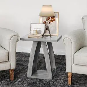 End Tables Living Room, Side Table Beside Sofa, Nightstand for Bedroom, Couch Side Table with Shelf, Modern End Table for Living Room, Grey End Table