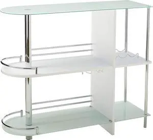 Kings Brand Furniture Bar Table with Two Tempered Glass Shelves, White