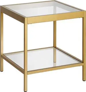 Henn&Hart 20" Wide Square Square Side Table in Brass, Table for Living Room, Bedroom