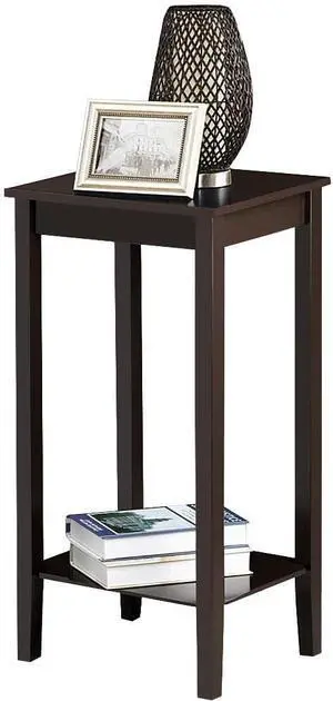 Yaheetech End Table Sofa Side Table with Open Shelf and Solid Wood Legs, Plant/Telephone Stand for Living Room, Couch, Office, Small Spaces, L15xW12xH29 Inch, Dark Coffee