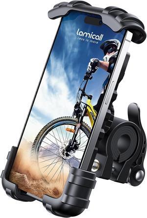 Bike Phone Holder Motorcycle Phone Mount - Motorcycle Handlebar Cell Phone Clamp Scooter Phone Clip for iPhone 15 Pro Max/Plus 14 Pro Max S9 S10 and More 4.7 to 6.8 Smartphones