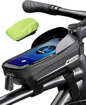 whale fall Hard Casing Bike Bag, Bike Accessories, Never Deform/Waterproof, Bike Phone Holder Bike Phone Mount with 0.25mm Sensitive TPU Touch-Screen, with Rain Cover for Phones under 6.9''