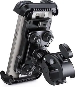 Lamicall Motorcycle Phone Mount Holder - [Dual Vibration Dampener] [Upgrade Handlebar Clip] Motorcycle Cell Phone Holder, Bike Phone Mount, Fit iPhone 16/15/14/13 Pro Max, 4.7-6.7" Phones, Black