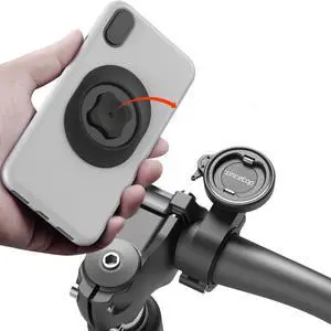 Bike Phone Mount,Motorcycle Phone Holder with Universal Adapter,Out Front Bicycle Handlebar Mount for Mountain Road EBike,Scooter,Moto,MTB,Quick Release Attach/Detach-BlackSeries C - 1st Gen