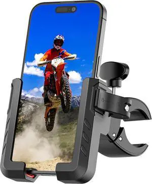 Bike Phone Holder Mount- [Not Block Camera] [7.2 Big Phone Friendly] Motorcycle Phone Mount, Handlebar Phone Mount, Bicycle Scooter Phone Clip, for iPhone 16/15 Pro Max, All 4.7-7.2 Cell Phone