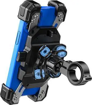 Motorcycle Phone Mount with Vibration Dampener, 1s Lock Bike Phone Holder with Aluminum Alloy Handlebar Mounting Base, One-Handed Operation Motorcycle Cellphone Mount for 5.5"-7.2" Smartphone