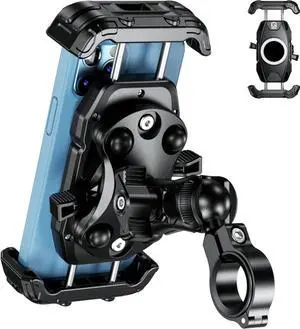Kewig Motorcycle Phone Mount Holder- [Vibration Dampener] [Secure Lock] Motorcycle Cell Phone Holder, Bike Handlebar Phone Mount, for 16/15/ 14/13 Pro Max, 5.4-7.2" Phones