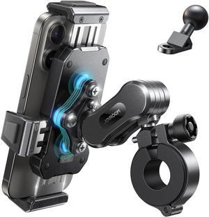 JOYROOM Aluminum Alloy Motorcycle Phone Mount with Vibration Dampener, Motorcycle Phone Holder for Motorcycle Harley Bike Bicycle Scooter ATV/UTV, Compatible with iPhone, Samsung, All Cell Phones
