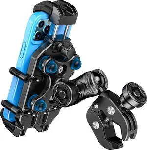 Motorcycle Phone Mount with Vibration Dampener & High-Speed Secure Lock, Anti-Theft ATV Scooter Motorcycle Handlebar Phone Holder for 5.4 to 7.2 Smartphone