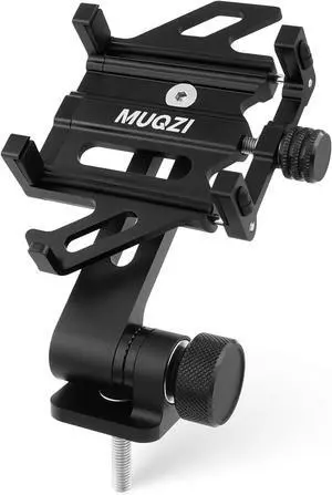 MUQZI Bike Stem Phone Holder, Bicycle Cell Phone Holder Stem Mount Aluminum Headset Phone Mount Fits for 1-1/8" 28.6mm Fork, Universal Bicycle Phone Mount for 4.5-7 Inch Phones, Black