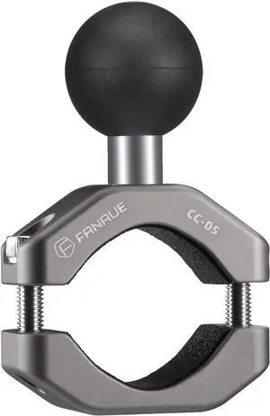 FANAUE CC-05 Aluminum Handlebar Clamp Mount U-bolt Base Compatible with RAM Mounts B size 1 inch Ball Double Socket Arm & Bike Motorcycle Phone Holder for 0.85" to 1.14" Diameter Rail