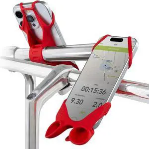 BONE Bike Tie Speaker. Bike Phone Mount for Handlebar, Scratch-Free Silicone with Shock-Absorbing & Audio-Amplified Design, Bicycle Phone Holder Compatible with Most Smartphones (Red - Volume Boost)