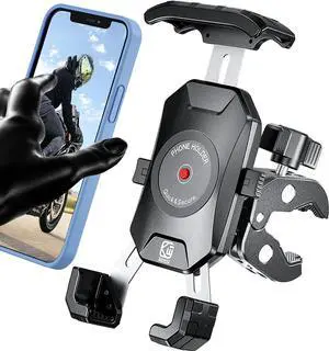 Kewig Motorcycle Phone Mount, Bike Phone Mount Upgrade Quick Install Handlebar Clamp, Bike Phone Holder for Scooter Clip Mount for iPhone 14 Plus/Pro Max, Galaxy S10 and More 4.0-7.0" Phone