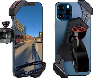 The dashcam.Bike Phone Mount: The Best Bicycle Phone Holder That Reduces Shake Without Blocking Your Camera [Extended-Range for Wide, Tapered, or Road Handlebars]