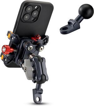 Aluminum K1-R Motorcycle Phone Mount Anti Vibration, Anti-Theft Phone Mount with Rearview Mirror Base for Motorcycle Fit 6.1"-7.2" Phone with Vibration Dampener & High-Speed Secure Lock