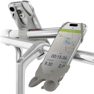 BONE Bike Tie Speaker. Bike Phone Mount for Handlebar, Scratch-Free Silicone with Shock-Absorbing & Audio-Amplified Design, Bicycle Phone Holder Compatible with Most Smartphones (Gray - Volume Boost)