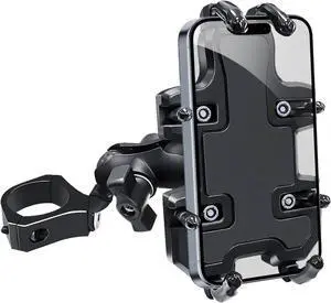UTV Phone Mount-360 Adjustable Heavy Duty Phone Holder 8 Claws Fits 1.75 to 2 inch Round Tube Fits RZR Maverick X3 Ranger Pioneer Talon Teryx Mule for 4.0 to 7.2 inch Cell Phone (Black)