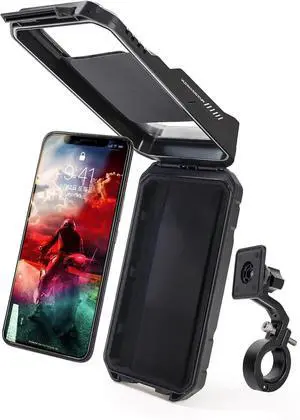 WILD MAN Waterproof Bike Phone Mount Anti-Theft Bicycle Phone Holder 360 Rotation Phone Mount for Bike Suitable for 5.5'' - 6.7"(Black)