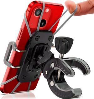 Bike & Motorcycle Phone Mount - For iPhone 14 (13, Xr, SE, Max/Plus), Galaxy S22 or any Cell Phone - Universal ATV, Mountain & Road Bicycle Handlebar Holder. +100 to Safeness & Comfort