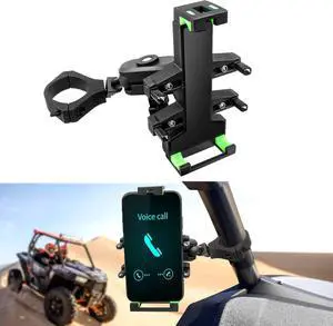 ATV UTV Phone Holder, 360°Adjustable Mobile Motorcycle Phone Holder Mount, Fits for 1.75"-2" Roll Bar UTV and Fits for Polaris RZR 900 1000 XP Can-am