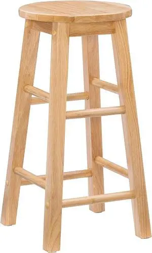 Linon Natural Barstool with Round Seat, 24-Inch