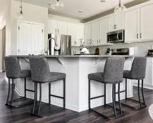 MAISON ARTS Counter Height 24 Inch Bar Stools with Back Set of 4 for Kitchen Counter Modern Upholstered Faux Leather Barstools Farmhouse Bar Chairs Island Stools Support 330LBS, Easy to Assemble, Grey