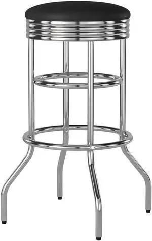 Trinity Chrome Swivel Barstool, 29-Inch, Black