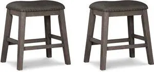 Signature Design by Ashley Caitbrook Rustic 24.4" Counter Height Upholstered Barstool, 2 Count, Gray