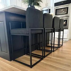 PHI VILLA Bar Stools Set of 4 - Counter Height Bar Stool Faux Leather Barstools 24 inch Bar Stools, Bar Stools with Back