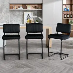 Okeysen Bar Stools Set of 3,Counter Height Bar Stools Bar Chairs,24 inch Tall Bar Stool with Back,Barstools Bar Height Set of 3,Kitchen Counter Stools Modern Velvet Bar Stools for Island Dining Party