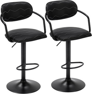 thumbnail image 2 of Modern Swivel Bar Stool - Set Of 1, Counter Height, PU Leather, Black, Metal Frame 2 of 5