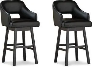 Signature Design by Ashley 31" Tallenger Modern Pub Height Upholstered Swivel Barstool 2 Count, Black & Dark Brown