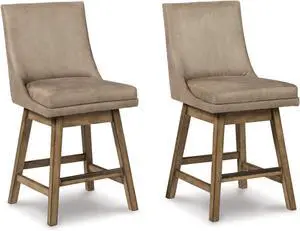 Signature Design by Ashley Tallenger 25" Upholstered Counter Height Barstool, Set of 2, Beige
